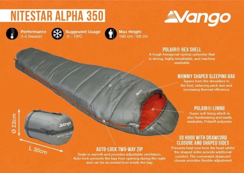 VANGO Nitestar Alpha 350, Χειμερινός Υπνόσακος, SBTNITEST000015 /Fog (Preview 10)