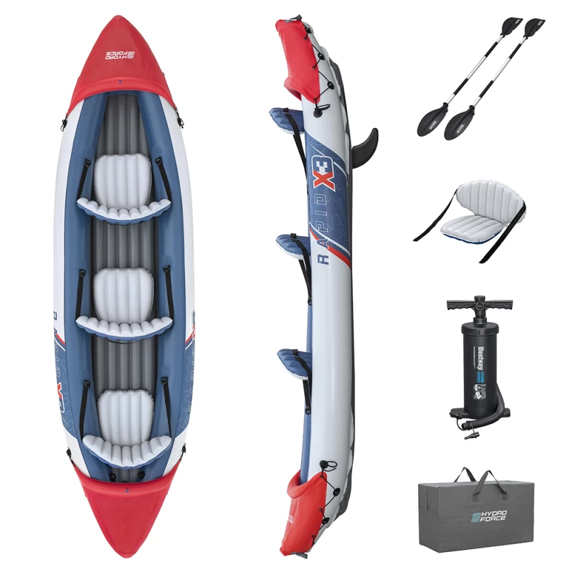 Hydro-Force Rapid X3 Set BESTWAY Φουσκωτό Καγιάκ τριών ατόμων, Μήκος: 3.81m, Αντοχή: 2 (Preview 1)