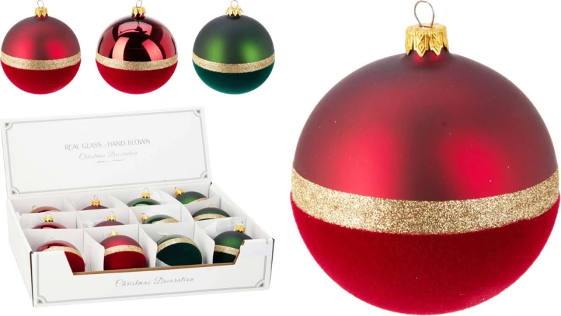 JK Home Décor - Μπάλα Χριστουγέννων Golden Line από Γυαλί 8cm 4Σχδ (Preview 1)