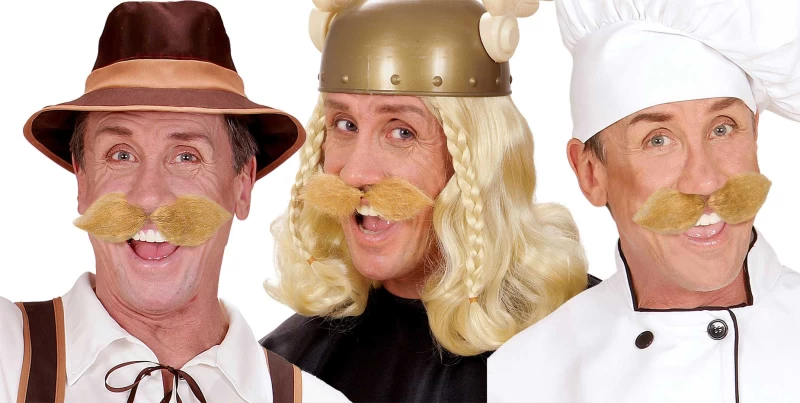 Αποκριάτικο Ξανθό Μουστάκι Χαρακτήρων 319225 (Preview 1)