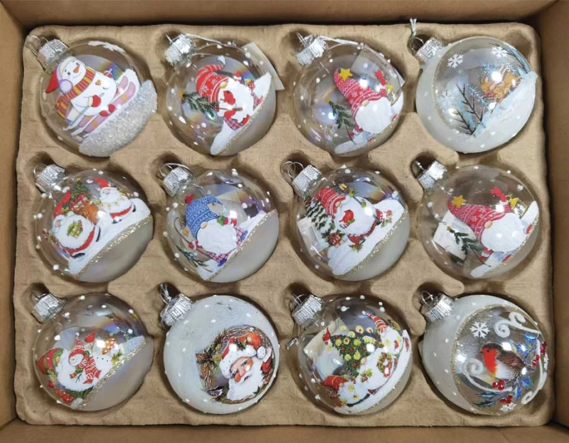 Γυάλινη Χριστουγεννιάτικη Μπάλα 26192 - Σε 12 σχέδια  (Preview 1)