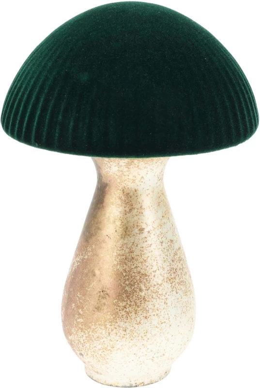 JK Home Décor - Μανιτάρι από Γυαλί με Βελούδο Πράσινο 14x21cm (Preview 1)