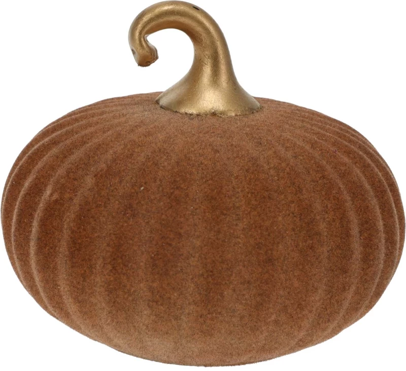 JK Home Décor - Κολοκύθα από Γυαλί με Βελούδο Καφέ 12x11cm (Preview 1)