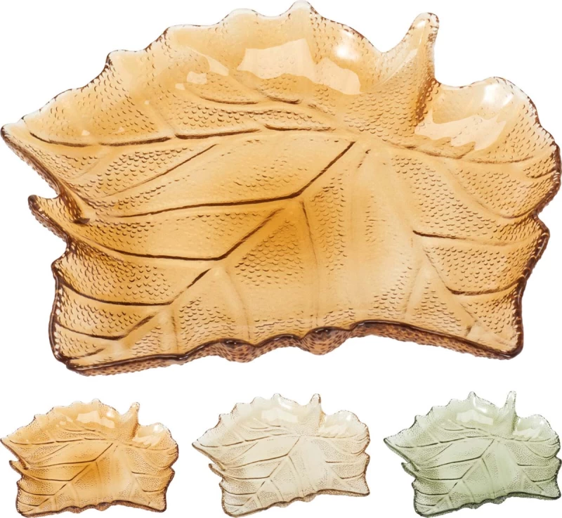 JK Home Décor - Πιάτο Πλατανόφυλλο από Γυαλί 26x4cm 3Σχδ (Preview 1)