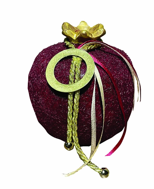 JK Home Décor - Ρόδι Flock Κεραμικό Μπορντώ 11cm (Preview 1)