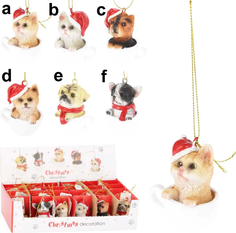 Χριστουγεννιάτικο Στολίδι Σκύλος ή Γάτα σε Κούπα 5x6cm σε 6 σχέδια 089418 (Preview 1)