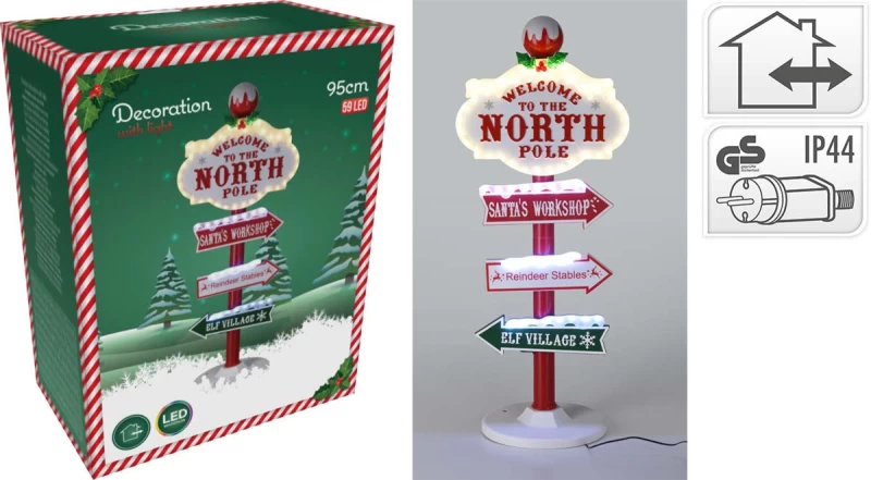 JK Home Décor - Πινακίδα North Pole 59LED 95cm (Preview 1)