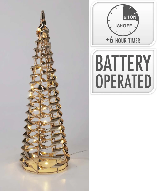 JK Home Décor - Δέντρο Κώνος 30LED Μέταλλο Χρυσό 12x40cm (Preview 1)