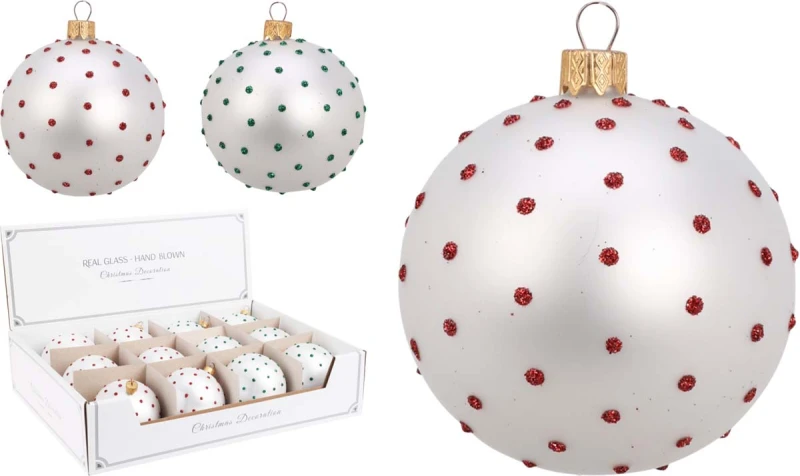 JK Home Décor - Μπάλα Γυάλινη με Dots 8cm 2Σχδ (Preview 1)