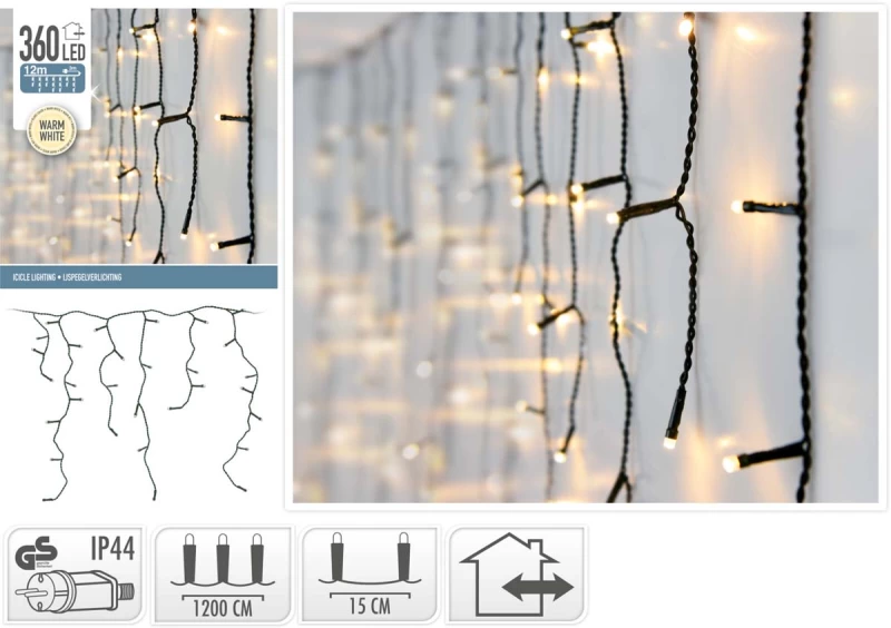 JK Home Décor - Λαμπάκια Βροχή WW 360LED 12M (Preview 1)