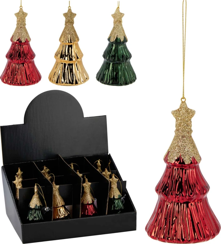 JK Home Décor - Στολίδι Δέντρο από Γυαλί 7x13cm 3Σχδ (Preview 1)