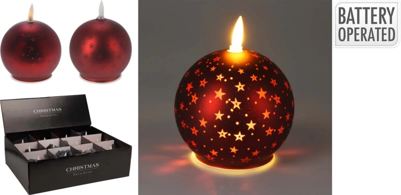 JK Home Décor - Κερί LED Μπάλα Κόκκινο 10cm (Preview 1)