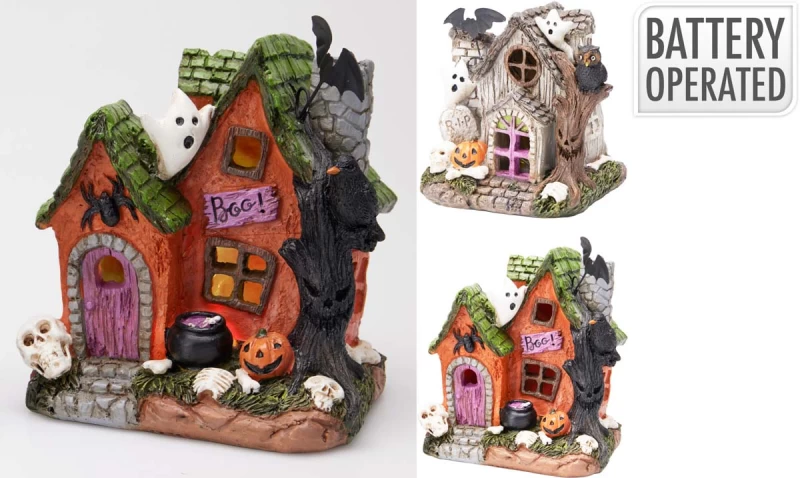JK Home Décor - Σπίτι Halloween LED 12x10x12cm 2Σχδ (Preview 1)