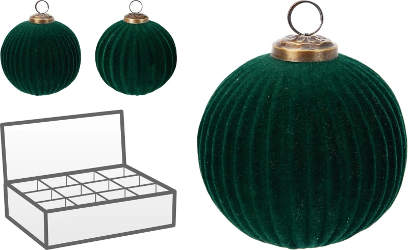 JK Home Décor - Μπάλα Χριστουγέννων Βελούδο & Γυαλί Πράσινο 10cm (Preview 1)