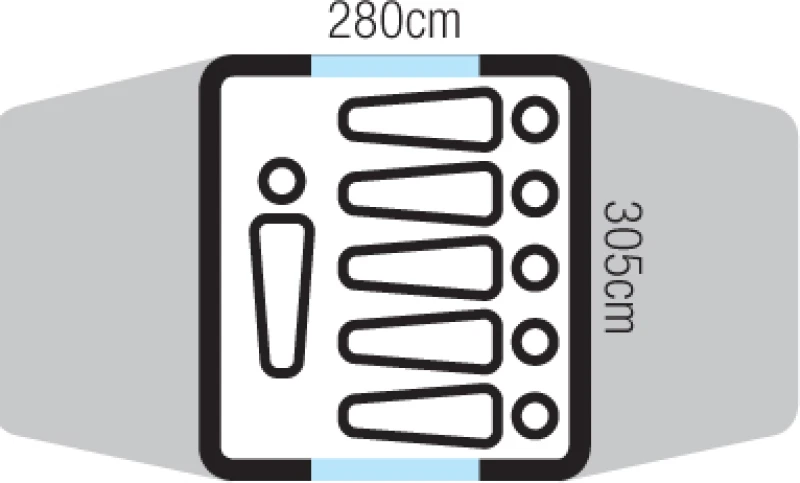 OZTRAIL Tasman 6V Dome Tent, Σκηνή 6 Ατόμων, 480 x 305 x 195(ύψος) cm, DTMTAS6V-C /Blu (Preview 3)