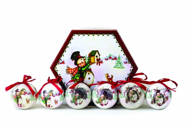 JK Home Décor - Μπάλα Οικολογική Χιονάνθρωπος με Κουτί 8cm S/14 (Preview 1)