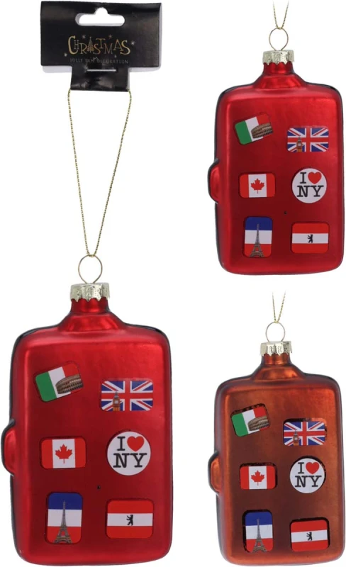 JK Home Décor - Στολίδι Βαλίτσα Γυαλί 6x10cm 3Σχδ (Preview 1)