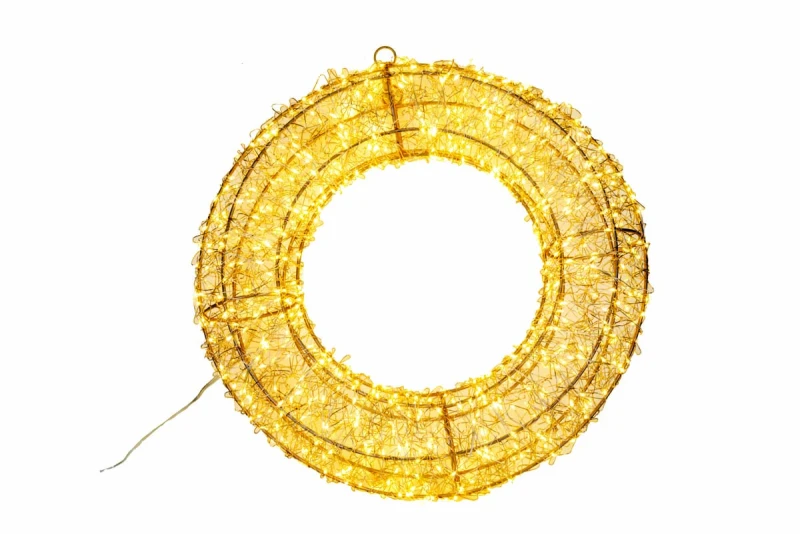 JK Home Décor - Στεφάνι Μεταλλικό Χρυσό 600LED WW 50x8x50cm (Preview 1)