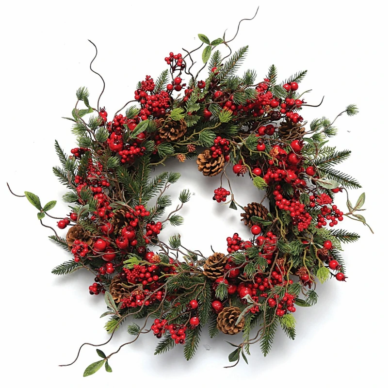 JK Home Décor - Στεφάνι με Berries & Κουκουνάρια 55cm (Preview 1)