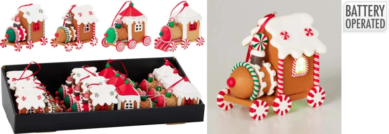 JK Home Décor - Στολίδι Gingerbread Τρένο Πολυρεζίν 10cm 4Σχδ (Preview 1)