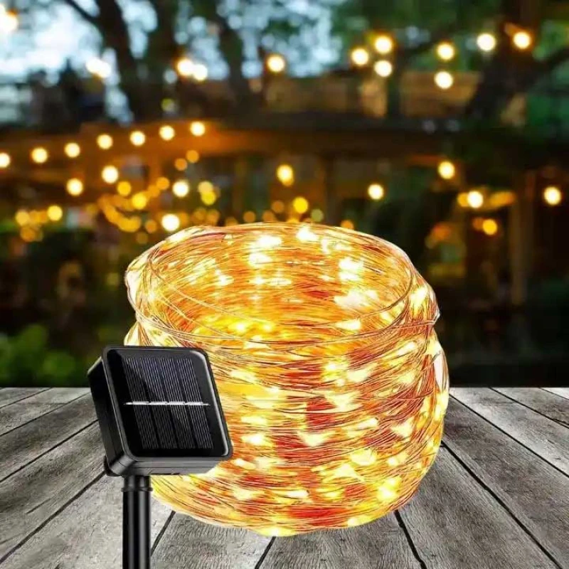 Ηλιακό Πάνελ με 200 Micro Led - G/Warm White Σταθερά 20m IP44 - 238434 (Preview 1)
