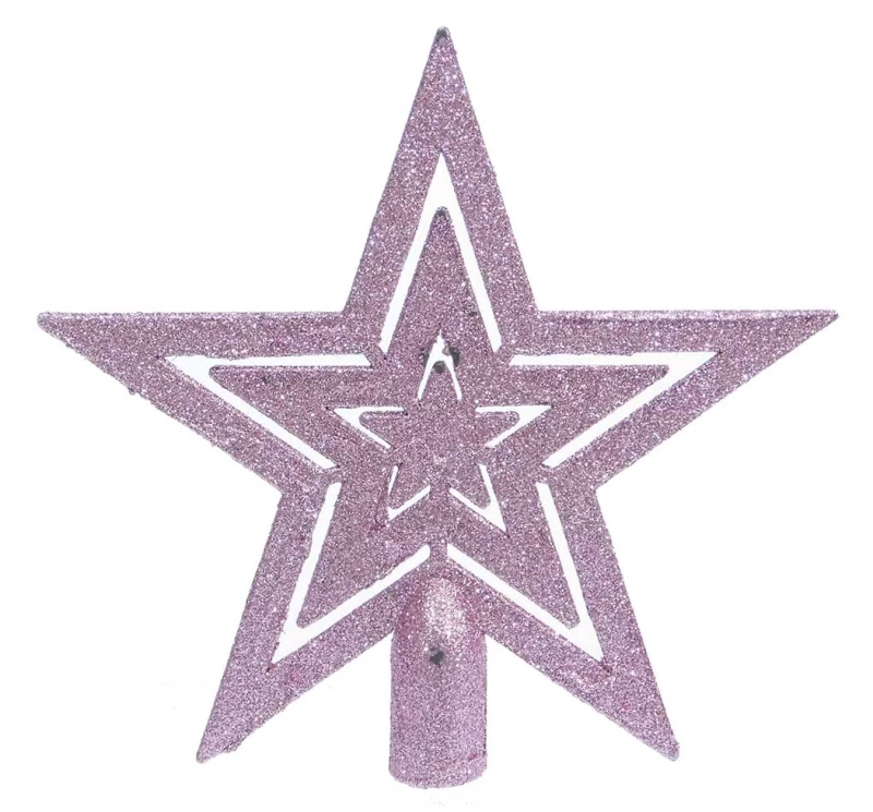 Χριστουγεννιάτικη Κορυφή Δέντρου Τριπλό Αστέρι 20cm Ροζ 47744 (Preview 1)