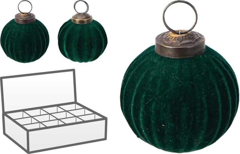 JK Home Décor - Μπάλα Χριστουγέννων Βελούδο & Γυαλί Πράσινο 8cm (Preview 1)