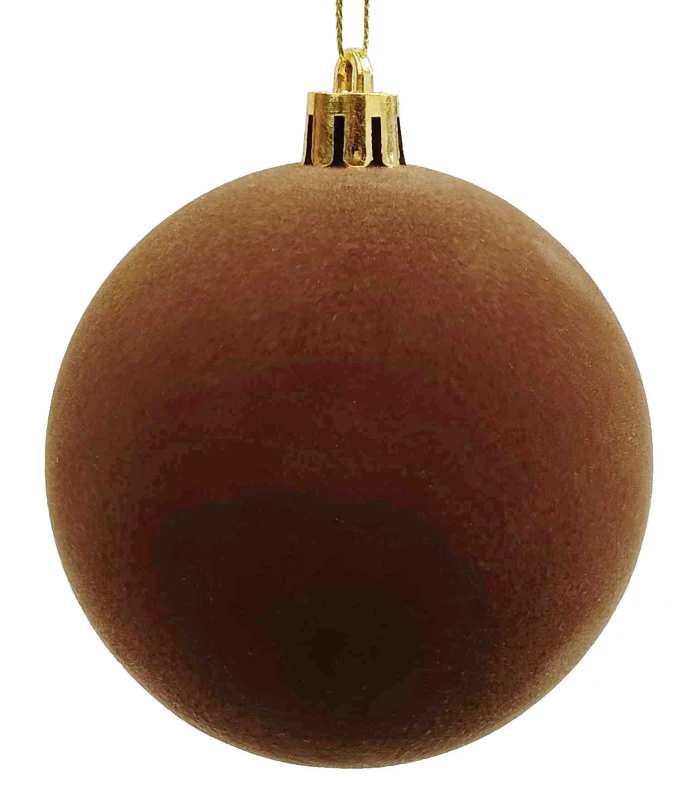 Χριστουγεννιάτικη Μπάλα Velvet Καφέ Ανοιχτό 8cm 238480 (Preview 1)