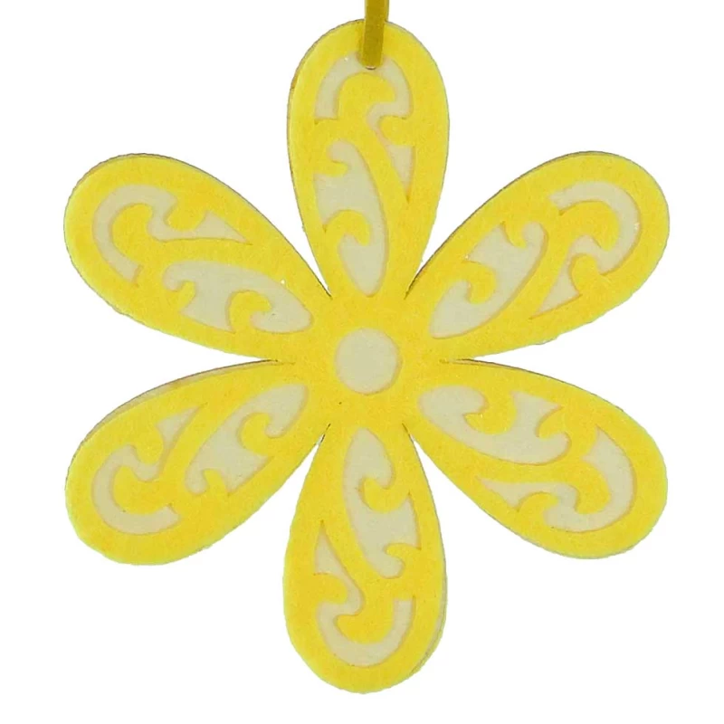 Ξύλινο Στολίδι Λουλούδι Κίτρινο 8.5cm 104437a  (Preview 1)