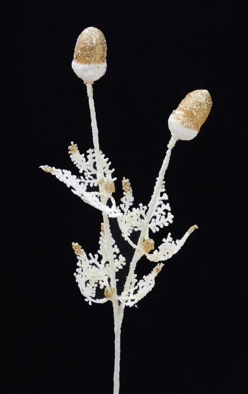 Χριστουγεννιάτικο Λουλούδι Κλαδί Κρέμ Χιονισμένο 55cm 50404 (Preview 1)